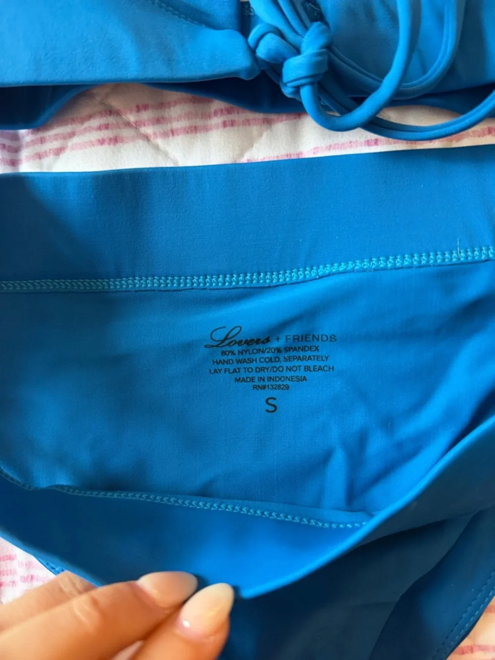 Lovers + Friends Bright Blue Triangle Tie Bikini Set - Picture 3 of 4